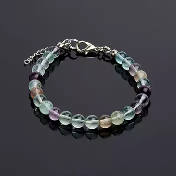 Браслет флюорит (биж. сплав, сталь хир.) 6 мм 17 см (+3 см)