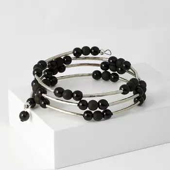 Браслет гагат 6 мм 19 см (биж. сплав)