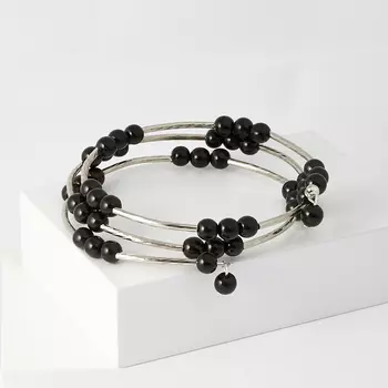 Браслет гагат 6 мм 20 см (биж. сплав)