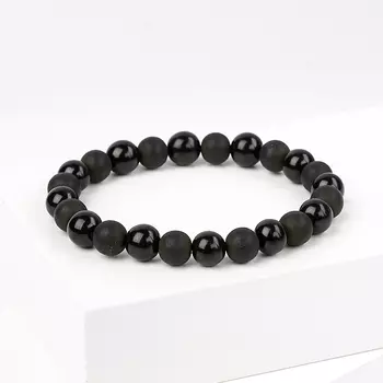 Браслет гагат 8 мм 17 cм