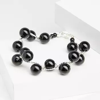 Браслет гагат (биж. сплав) 11 мм 20 см