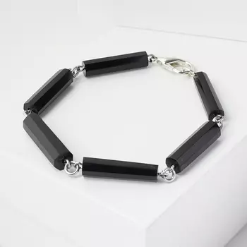 Браслет гагат (биж. сплав) огранка 7 мм 19 см