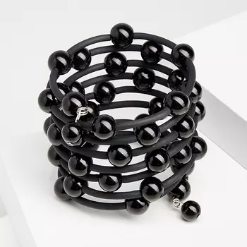 Браслет гагат (биж. сплав) пружина 10 мм 17 см (регулируемый)