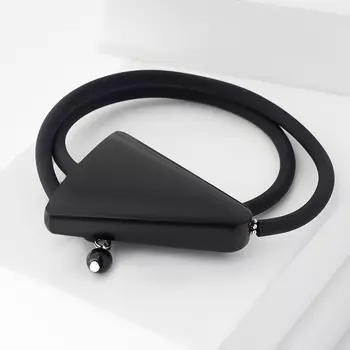 Браслет гагат (биж. сплав) пружина 6 мм 17 см (регулируемый)