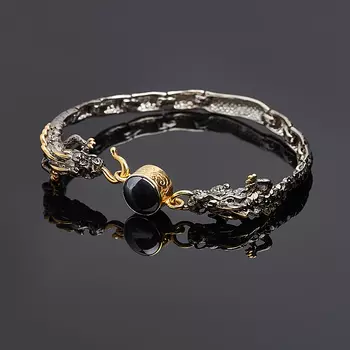 Браслет гематит (серебро 925 пр. позолота, родир. бел., родир. черн.) 19 см