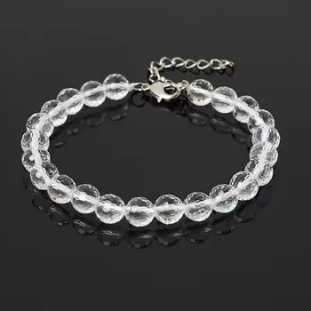 Браслет горный хрусталь (биж. сплав) огранка 8 мм 18 см (+3 см)