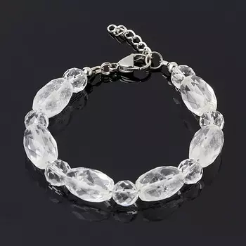 Браслет горный хрусталь (биж. сплав, сталь хир.) огранка 16 см (+3 см)
