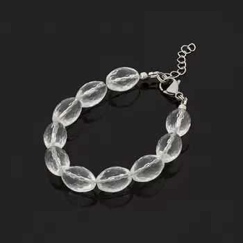 Браслет горный хрусталь (биж. сплав, сталь) огранка 17 см (+3 см)