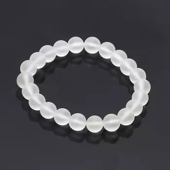 Браслет горный хрусталь матовый 8 мм 16 см