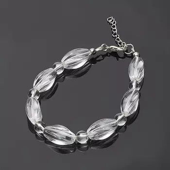 Браслет горный хрусталь (сталь хир., биж. сплав) 16 см (+3 см)