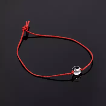 Браслет горный хрусталь (текстиль) красная нить Амулет духовного развития 8 мм 28 см (регулируемый)