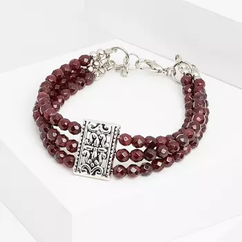 Браслет гранат альмандин (биж. сплав) огранка 4 мм 17 см (+3 см)