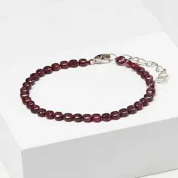 Браслет гранат альмандин (биж. сплав) огранка 4 мм 15 см (+3 см)