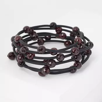 Браслет гранат альмандин (биж. сплав) пружина огранка 7 мм 17 см (регулируемый)