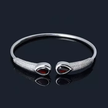 Браслет гранат альмандин (серебро 925 пр. родир. бел.) огранка 17 см (регулируемый)