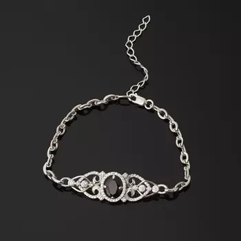 Браслет гранат альмандин (серебро 925 пр. родир. бел.) огранка 16 см (+5 см)