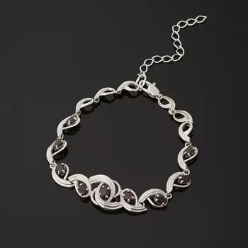 Браслет гранат альмандин (серебро 925 пр. родир. бел.) огранка 16 см (+5 см)