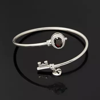 Браслет гранат альмандин (серебро 925 пр. родир. бел.) огранка 16 см