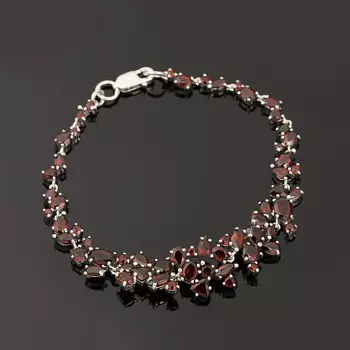 Браслет гранат альмандин (серебро 925 пр. родир. бел.) огранка 16 см