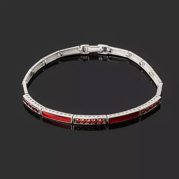 Браслет гранат альмандин (серебро 925 пр. родир. бел., родир. черн., эмаль) огранка 17 см