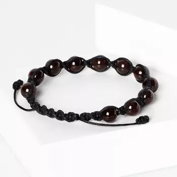 Браслет гранат альмандин (текстиль) шамбала 7 мм 17 см (регулируемый)