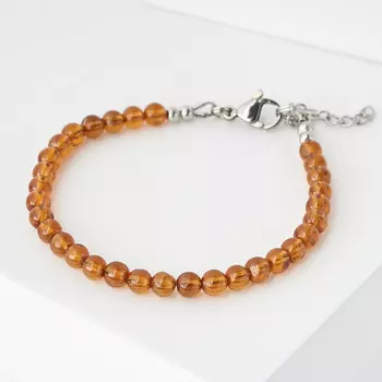 Браслет гранат спессартин (биж. сплав) 5 мм 17 см (+3 см)