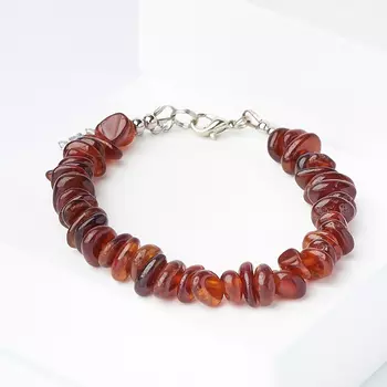 Браслет гранат спессартин (биж. сплав, сталь хир.) 16 см (+3 см)