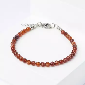 Браслет гранат спессартин (биж. сплав, сталь хир.) огранка 4 мм 16 см (+3 см)