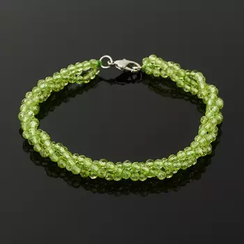 Браслет хризолит (биж. сплав) огранка 3 мм 17 см