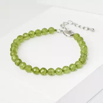 Браслет хризолит (биж. сплав) огранка 5 мм 16 см (+3 см)