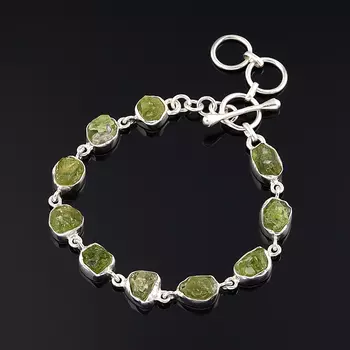 Браслет хризолит (серебро 925 пр.) 16 см (+3 см)