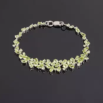 Браслет хризолит (серебро 925 пр. родир. бел.) огранка 16 см