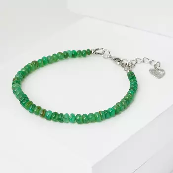 Браслет хризопраз (биж. сплав) 4 мм 16 см (+3 см)