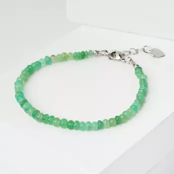 Браслет хризопраз (биж. сплав) 4 мм 18 см (+3 см)