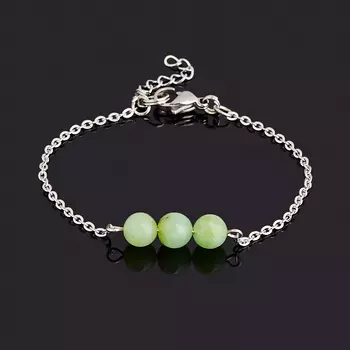 Браслет хризопраз (биж. сплав, сталь хир.) 16 см (+3 см)