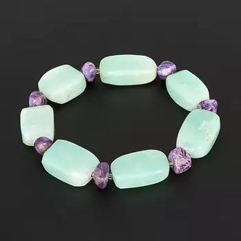 Браслет хризопраз, чароит 16 см
