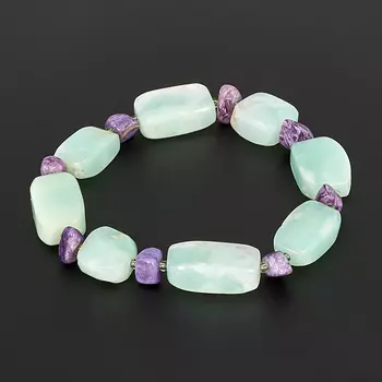 Браслет хризопраз, чароит 17 см