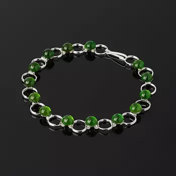 Браслет хромдиопсид (биж. сплав посеребр.) 6 мм 19 см