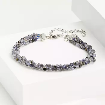 Браслет иолит (кордиерит) (биж. сплав) огранка 2 мм 17 см (+4 см)