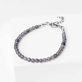 Браслет иолит (кордиерит) (биж. сплав, сталь хир.) 4 мм 16 см (+3 см)