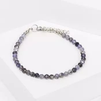 Браслет иолит (кордиерит) (биж. сплав, сталь хир.) огранка 4 мм 16 см (+3 см)