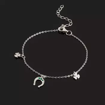 Браслет изумруд (серебро 925 пр. родир. бел.) огранка 1 мм 17 см (+4 см)