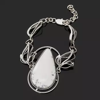 Браслет кахолонг (нейзильбер) 16 см (+3 см)