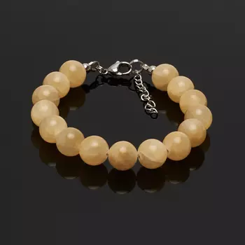 Браслет кальцит желтый (биж. сплав) 12 мм 16 см (+3 см)