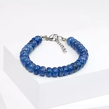 Браслет кианит синий 8 мм 16 см (+3 см) (хир. сталь)