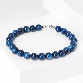 Браслет кианит синий (биж. сплав) 7 мм 17 см