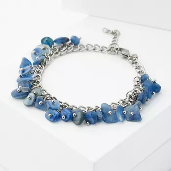 Браслет кианит синий (биж. сплав, сталь хир.) 16 см (+3 см)