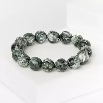 Браслет клинохлор (серафинит) 12 мм 16 см