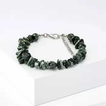 Браслет клинохлор (серафинит) (биж. сплав, сталь хир.) 17 см (+3 см)