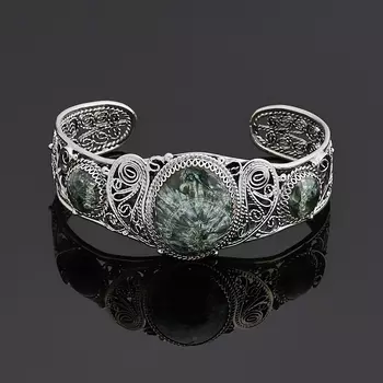 Браслет клинохлор (серафинит) (нейзильбер) 17 см